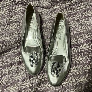 Alexander McQueen Silver Sequin Skull Shoes